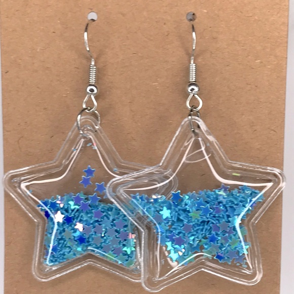 Jewelry - PVC Star Confetti Dangle Earrings